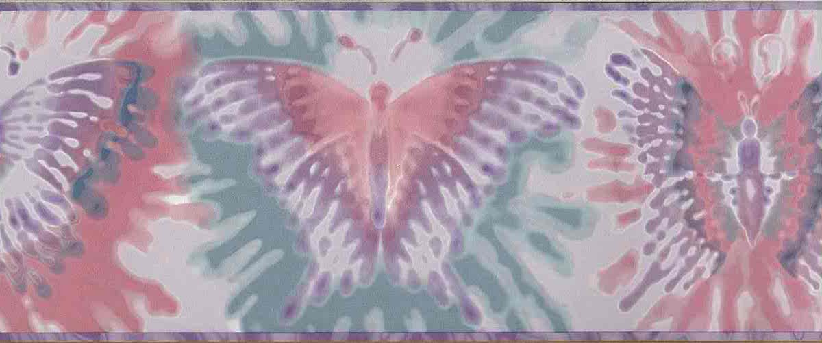 girls butterfly wallpaper border, pink, purple, lavender, green, kids