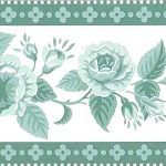 Vintage style wallpaper and borders, green, floral, Waverly