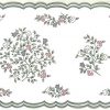 stencil floral vintage wallpaper border, gray, pink, white, cream