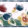 Spring flowers vintage wallpaper border, mid-century, cottage red, blue, green, yellow, white