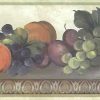 egg dart kitchen vintage border, wallpaper border, vintage, fruit,peaches,grapes,plums,cottage