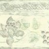 kitchen vintage wallpaper border, grapes, floral, green, faux finish, handprint