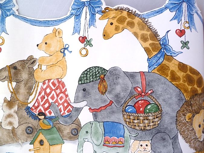 childrens animal border, elephant, giraffe, horse, bear