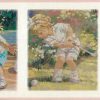 children's vintage wallpaper border, girls, kids, sports, tennis, ballet, golf, cream, blue, pink