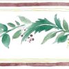 berries vintage wallpaper border, green, leaves, red, cream, kitchen, cottage, vintage, yellow