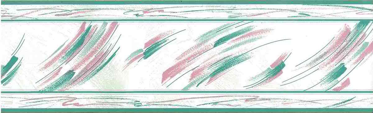 vintage brushstrokes wallpaper border, kitchen, pink, teal, off-white, glazed, contemporary, modern