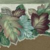 leaf cutout wallpaper border, leaves, leaf, maple leaf, oak leaf, maroon, green, gray, study, bedroom