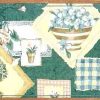 Vintage Green Sampler Border with Greenhouse Items