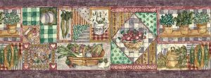 Purple Vegetable Wallpaper Border in collage styie