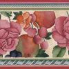 Fruit Floral Vintage Wallpaper Border in Pinks & Greens