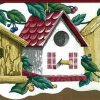 Vintage Bird Houses Wallpaper Border in White, Green, Red, Blue & Yellow