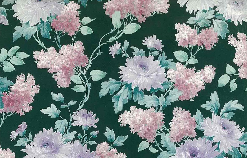 Green Floral Vintage Wallpaper