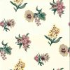 Old fashioned floral vintage wallpaper, purple, yellow, green, cream