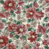 Large floral vintage wallpaper, pink, red, rose, green, off-white,