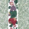 Green fruit vintage wallpaper, pears, plums, grapes green, white, faux finish