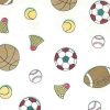 Kids sports vintage wallpaper, kids, baseball, football, basketball, tennis, badminton, red, white, brown