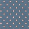 Arts Crafts vintage wallpaper, slate blue, medallion,rose,white,slate blue