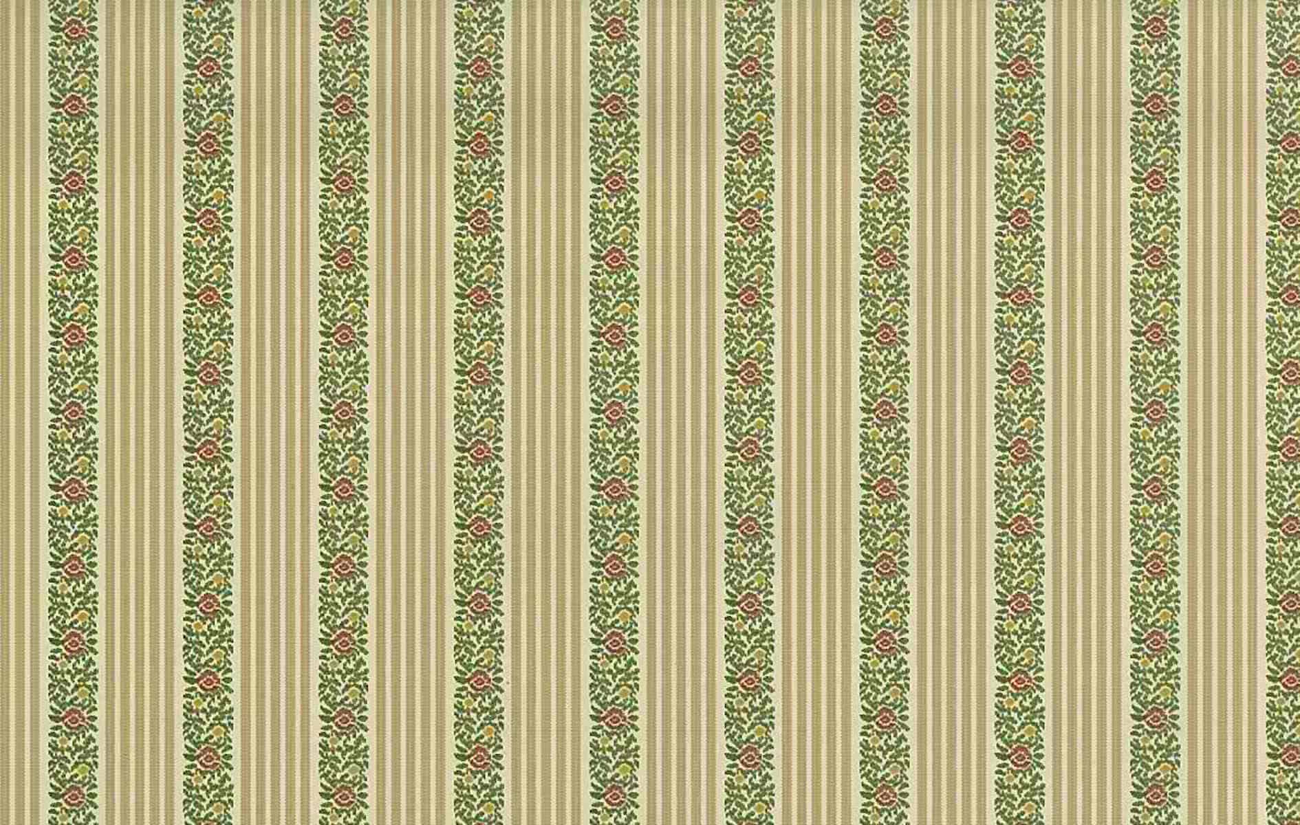 Striped Floral Vintage Wallpaper Beige Cream Green JB0758 D/Rs