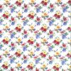 strawberries daffodils vintage wallpaper, red, yellow, blue, green, white, cottage style, fruit, floral