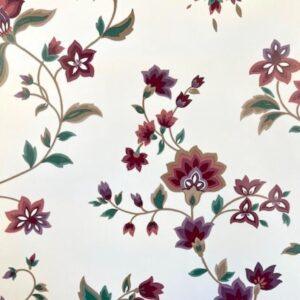 Waverly Vintage Wallpaper Jacobean Floral Maroon Rose 555726