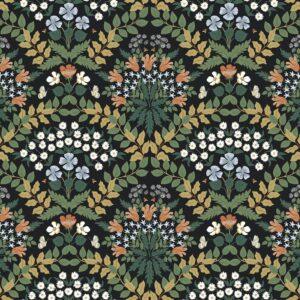 Rifle Bramble Black Green Floral Wallpaper RP7318 Swedish Modern Double Rolls