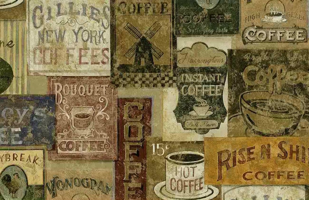 Creative use for Coffee Label Wallpaper