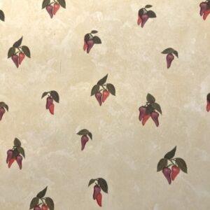 Chili Peppers Kitchen Vintage Wallpaper Rose Pink Purple Beige Faux AQ25010