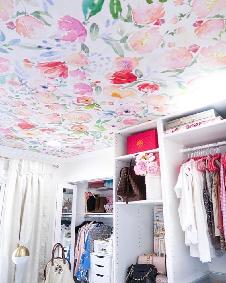 Childrens Wallpaper and Borders, floral wallpaper, ceiling