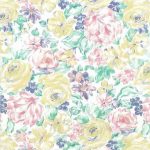 Vintage Shand Kydd Floral Wallpaper Pink Yellow Green 20910