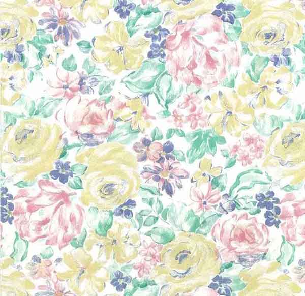 Vintage Shand Kydd Floral Wallpaper Pink Yellow Green 20910 Drs