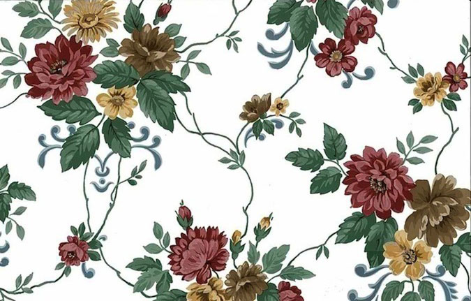 Dahlias Vintage Floral Wallpaper Maroon Red Brown 24759 Drs