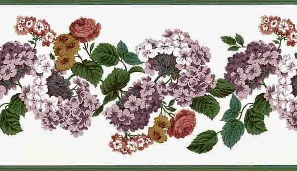 Purple Phlox Floral Vintage Wallpaper Border