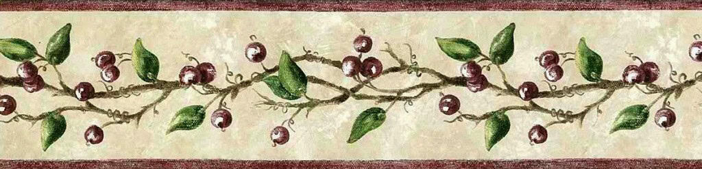 Winter Berries on a Vine Wallpaper Border